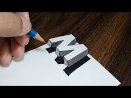 Very Easy How To Draw 3d Floating Letter M Anamorphic Illusion On Paper Youtube 3d Art Drawing 3d Drawings Drawing Letters