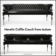 Swinging baby cribs, complete with black drape (other colours on request). Heretic Coffin Couch From Autum If It S Hip It S Here