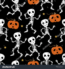 Cute Skeleton Dance And Pumpkin Seamless Pattern Halloween Party Background Holidays Cartoon Charac Halloween Wallpaper Iphone Cute Skeleton Halloween Doodle