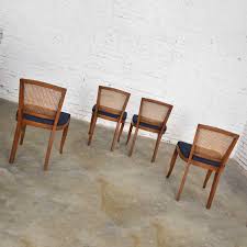 Seat cushion 20 inches x 19 inches. Vintage Mid Century Modern Set Of 4 Cane Back Dining Chairs Newly Upholstered Seats Warehouse 414