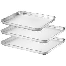 Baking Sheets Set Of 3 Hkj Chef Baking Pans 3 Pieces And Stainless Steel Cookie Sheets And Toaster Oven Tray Pans Non Baking Sheets Baking Pans Toaster Oven
