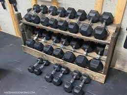 Dumbbells are very effective but also quite costly. Wooden Dumbbell Rack For Home Gym Kaizen Woodworks