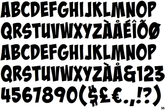 Bảng kí tự Font Badaboom 