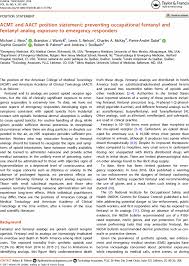 ACMT and AACT position statement: preventing occupational fentanyl and  fentanyl analog exposure to emergency responders: Clinical Toxicology: Vol  56, No 4