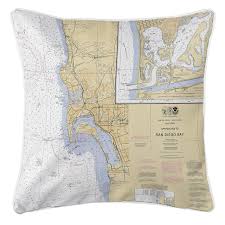 Nautical Chart Pillow Over 30 Locations Choices In California Washington Or Oregon