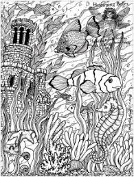 Fishes to print and color, on a dark background. Fishes Coloring Pages For Adults