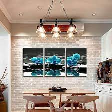 Amazon Com Bpago Modern Flowers Painting Blue Orchid Wall Decor Landscape Paintings On Canvas W Living Room Art Canvas Painting Landscape Wall Art Living Room