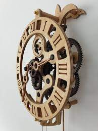 Wooden Wall Clock Lily Kit Diy Project Kit Pendulum Etsy In 2021 Wooden Gear Clock Wooden Clock Kits Wooden Wall Clock