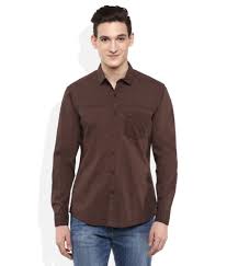 Indigo Nation Brown Slim Fit Solids Full Sleeves Shirt