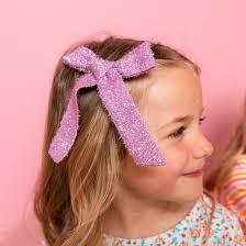 Purple Shimmer Ribbon Bow Clip