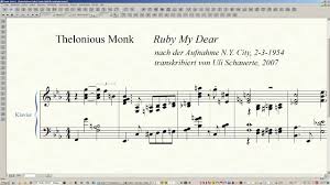 Ruby My Dear Transcription Based On Thelonious Monks Record By Uli Schauerte