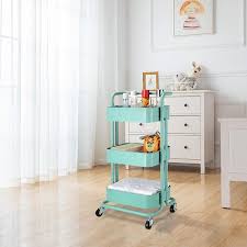 Check spelling or type a new query. 3 Tier Metal Rolling Utility Cart Heavy Duty Storage Trolley Service Cart With Mesh Basket Handles And Wheels Easy Assembly For Bathroom Kitchen Office Turquoise Walmart Canada