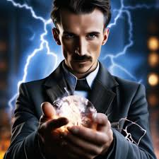 Никола Тесла держит в руках …» — картинка создана в Шедевруме