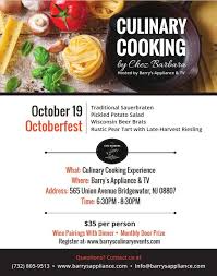 October 19 Octoberfest Culinary Classes Culinary Cooking Culinary