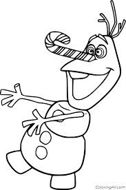 Nose coloring pages for kids online. Olaf With A Candy Cane Nose Coloring Page Coloringall