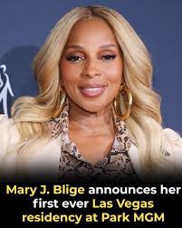 Mary J. Blige is launching her first Las Vegas residency, "Mary J. Blige:  My Life, My Story," in 2026 at Dolby Live at Park MGM. The residency  features 10 shows in May
