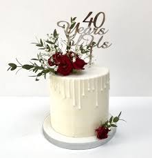 The 40th wedding anniversary is called the ruby anniversary. Ruby Wedding Anniversary Single Tier Cake 40th Anniversary Cakes Ruby Wedding Cake Single Tier Cake