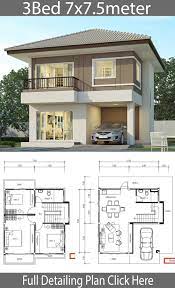 House Design Plan 7x7 5m With 3 Bedrooms Home Design With Plansearch Bungalow House Design Duplex House Design House Construction Plan