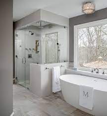 Gather your remodeling inspiration from when planning your remodel: Inspiration For A Large Transitional Master Gray Tile And Ceramic Tile Porcelai Modern Bathroom Remodel Small Bathroom Remodel Designs Bathroom Remodel Designs