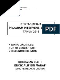 Tulis nama perusahaan atau unit yang diaudit program/aktivitas yang diaudit : Cadangan Kertas Kerja Linus2 0