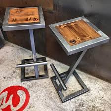 Bar Stool Design Steel And Wood Industrial Custom Design Etsy Rustic Industrial Furniture Metal Furniture Welded Furniture