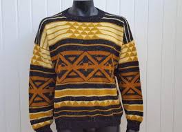 Black And Yellow Sweater 80s 90s Geometric Knit Sweater Black Gold Confetti Knit Funky Bright Striped Pullover Crewneck Sweaters Sweaters Geometric Knit Black Sweaters