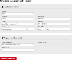 Anmeldeformular wohnung/parkplatz (english) herunterladen pdf, 68,8 kb; Vorausgefulltes Anmeldeformular Fussballtrainer Turnieragenda