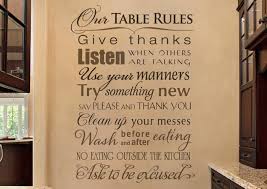 May your kitchen be filled with laughter, great memories and life lessons with both family and friends. Kitchen Table Rules Decal Advanced Options Decorate With Wall Decals Letters Quotes Words Wisedecor Wall Lettering