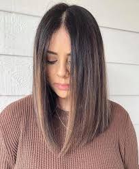 the chicest ways to style your lob this fall fashionisers c long bob brunette angled hair blunt hair