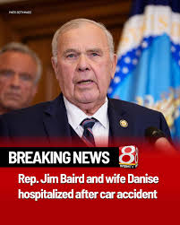 Republican Congressman Jim Baird (IN-04) and his wife, Danise, are in the  hospital after what President Donald Trump described as a "pretty bad" car  accident. https://tinyurl.com/478xapvb