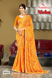 Saumya Nisha Fancy Laheriya Designs Saree Catalog Supplier