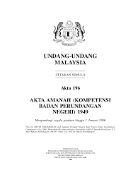 Tahun 1955, lembaran negara tahun 1955 nomor 8), pasal 36 ayat (7), pasal 41, pasal 42, pasal 43, pasal 47, dan pasal 48 undangundang nomor 9 tahun 1976 tentang narkotika. Akta 196 Undang Undang Amanah