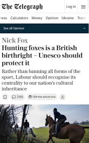 https://t.co/VTmXWJxNvR Arguing for fox hunting to be legalised again in the UK as it's such a “British tradition”! Yet they deny in Ireland that it's a colonial tradition. #banthehunt