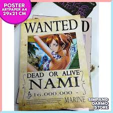 Daftar kemunculan lengkap penampilan manga. One Piece Nami Pirate Marine Buronan Wanted Bounty Poster Newest Straw Hat Shopee Malaysia