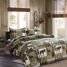 Buy Quilts Set Twin Size Rustic Quilt Bedspread Coverlet Twin Quilt Bedding Lodge Country Patchwork Bear Bedding Home Lightweight Quilt Reversible Cabin Bedding Forest Animal Moose Rustic Bedding Olive Online In Vietnam