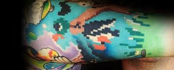 Black&grey, realism, illustrative, floral, small tattoos. 60 8 Bit Tattoo Designs For Men Cool Retro Ink Ideas