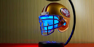 Hovering Lit Up Football Helmet For Your Favorite Team Deck Out Your Man Cave With Your Team On Display Sh Apple Watch Faces Football Helmets Touch Of Modern