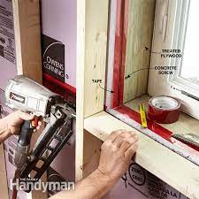 Where exactly should the sill go? How To Finish A Basement Wall Basement Walls Basement Remodeling Waterproofing Basement