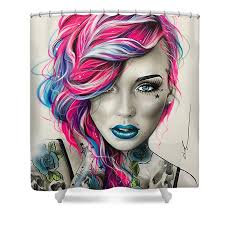 Inked Neon Shower Curtain by Christian Chapman Art