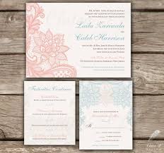 Lace Wedding Invitation 3 Piece Suite Printed Or Printable Indian Blue Blu Pink Wedding Invitations Lace Wedding Invitations Printable Wedding Invitations
