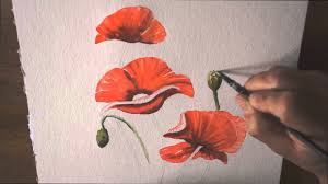 Tattoo coquelicot rouge et sa tige. Demo Aquarelle Les Coquelicots Watercolor Tutorial Youtube
