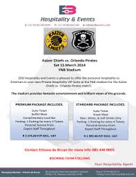 It was more agony for chiefs fans, who are now winless in 11 matches against their bitter rivals. Fillable Online Kaizer Chiefs Vs Orlando Pirates Sat 15 March 2014 Edb Events Fax Email Print Pdffiller