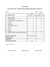 Memberikan keputusan terhadap kelulusan mahasiswa berdasarkan nilai dan pertimbangan lainnya. Contoh Slip Keputusan Peperiksaan Tingkatan 4