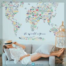 World Map Wall Decal Colorful World Map Decor World Map Etsy Map Wall Decal World Map Wall Decal World Map Decor