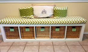 Ikea Hack Diy Bench Made From A Book Shelf Never Thought Of That Turn The Book Case On Its Side Then Make A Fabric Covered Seating To Go On Top And You Woul