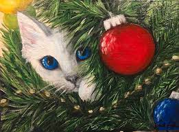 That is not a happy kitty. Merry Christmas Kitty Painting By Faith Balsama