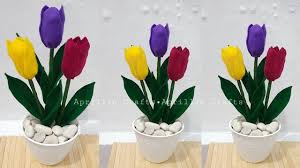 Produsen bunga flanel wisuda & acara lainnya. Diy Bunga Tulip Flanel Diy Bunga Hias Meja Flanel Youtube