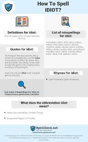 How To Spell Idiot And How To Misspell It Too Spellcheck Net