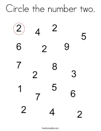 Circle The Number Two Coloring Page Twisty Noodle Alphabet Worksheets Preschool Kids Math Worksheets Preschool Math Worksheets