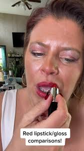 Red lipstick comparison. #redlipstick #redlipgloss #tryontest #maccosm...